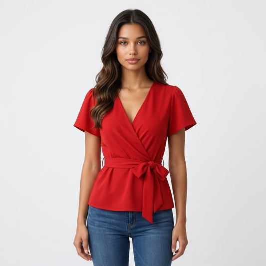 Red Polyester Blouse