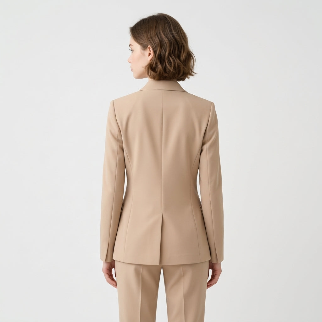 Beige Polyester Blazer