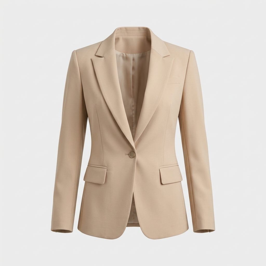Beige Polyester Blazer