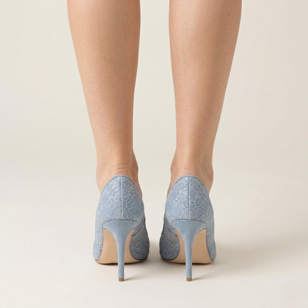 Blue Lace Heels