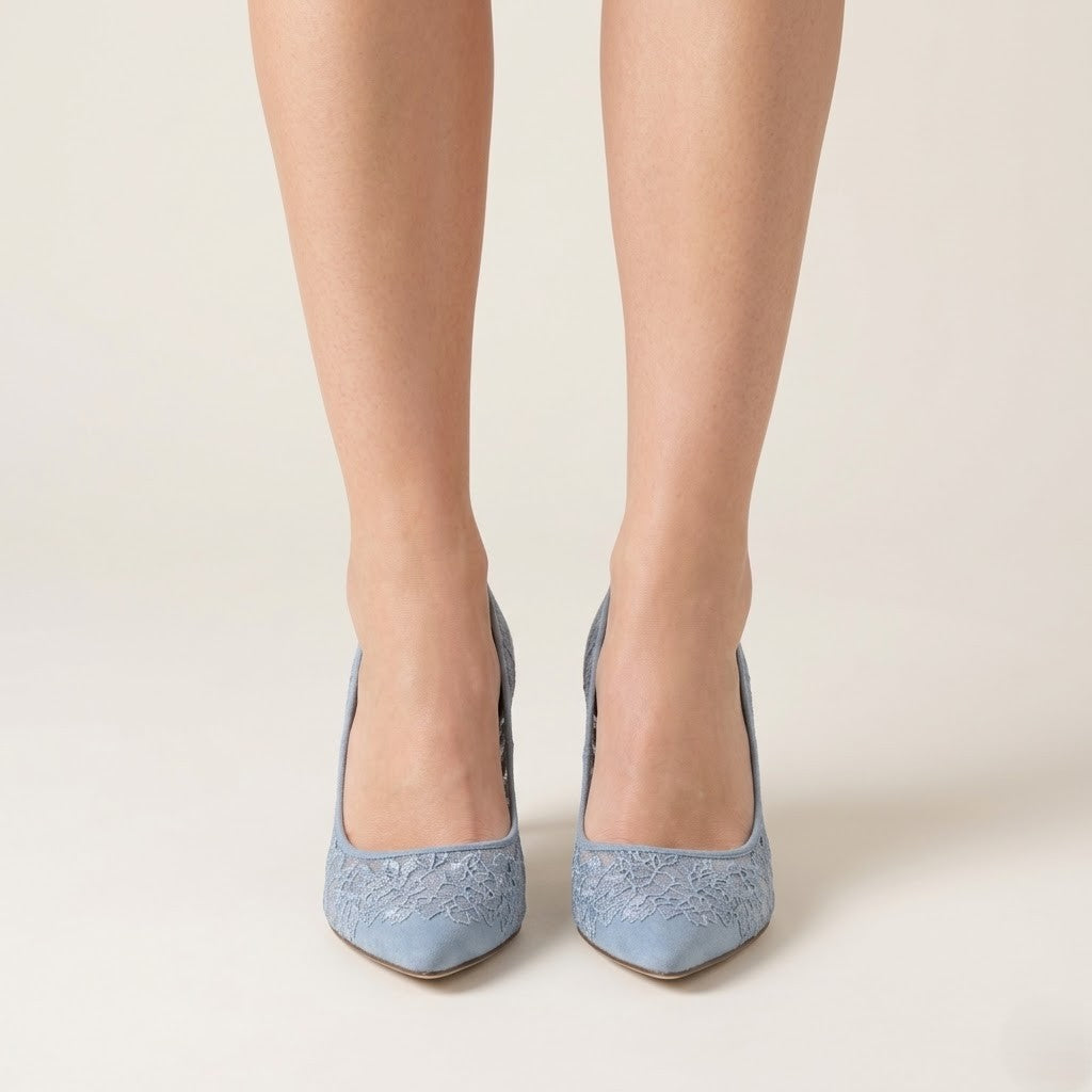 Blue Lace Heels