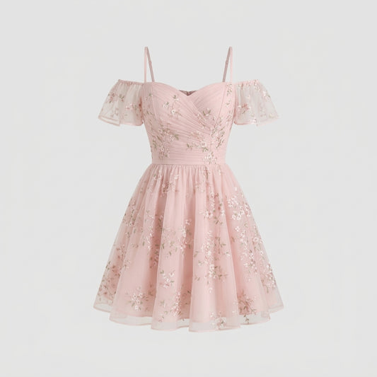 Pink Polyester Dress