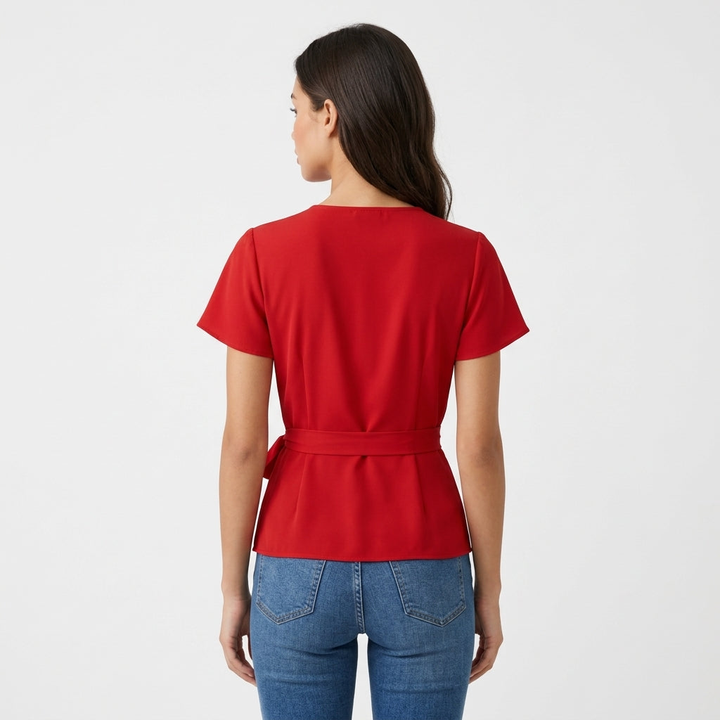Red Polyester Blouse