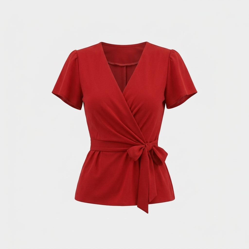 Red Polyester Blouse