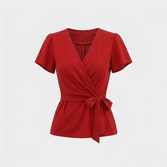 Red Polyester Blouse