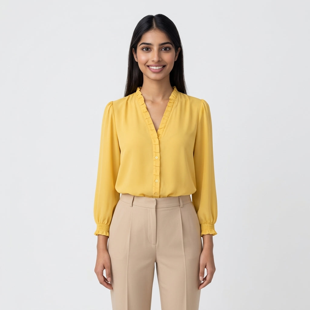 Yellow Polyester Blouse